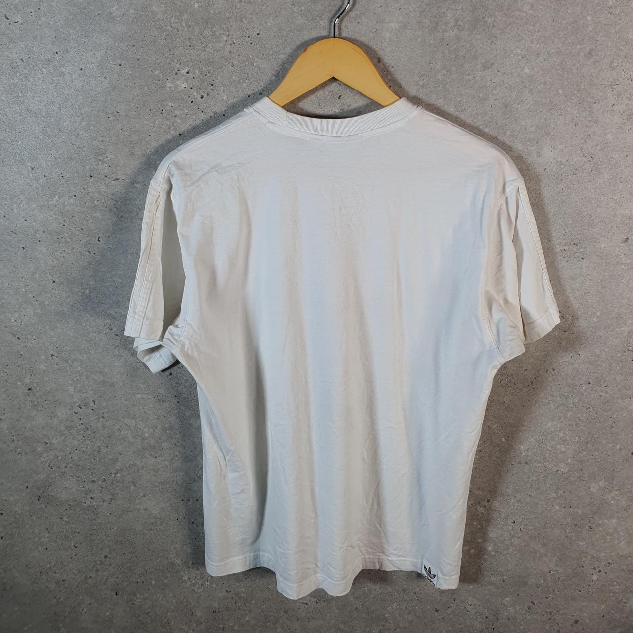 Vintage Adidas Trefoil Retro T Shirt Mens Small White Three Stripes Logo Athletic