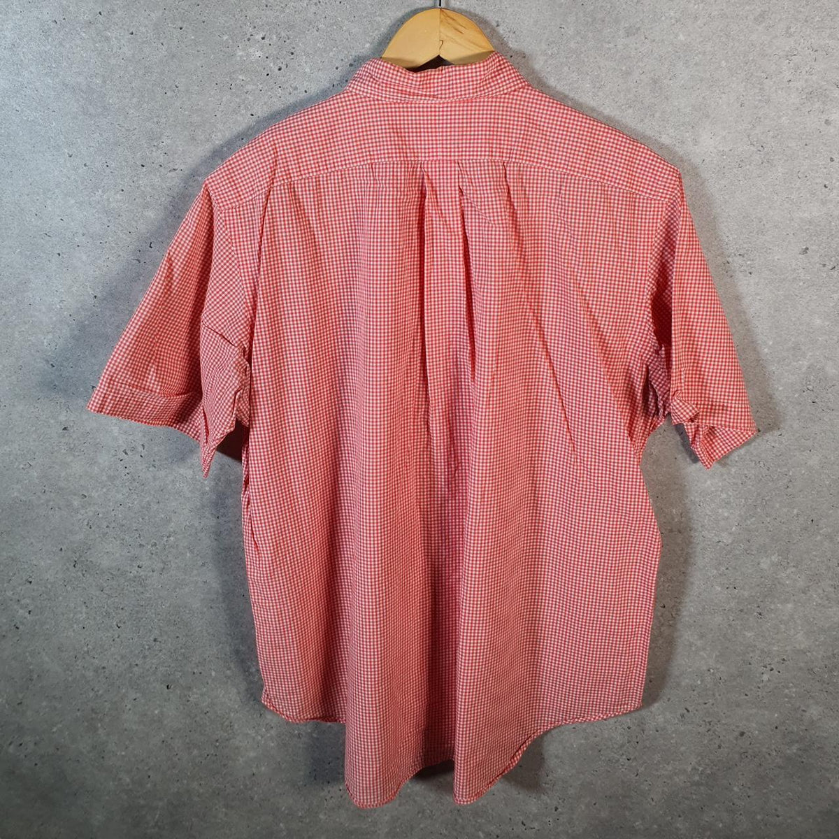 Vintage Ralph Lauren Button Down Shirt Men’s Large Pink Checkered Classic Fit Cotton Pony Big Fish Vintage