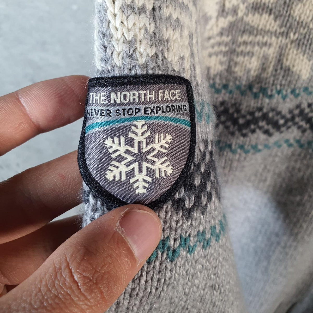 Vintage The North Face Knit Sweater Womens Medium Grey Y2K Pullover 1/4 Button