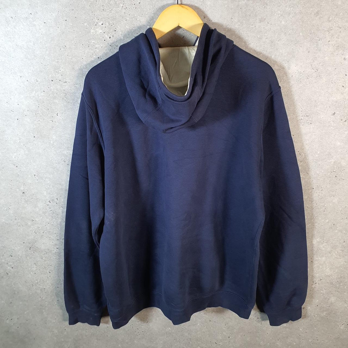Vintage Nike Club Spellout Hoodie Men’s Large Navy Blue Swoosh Y2K Pullover