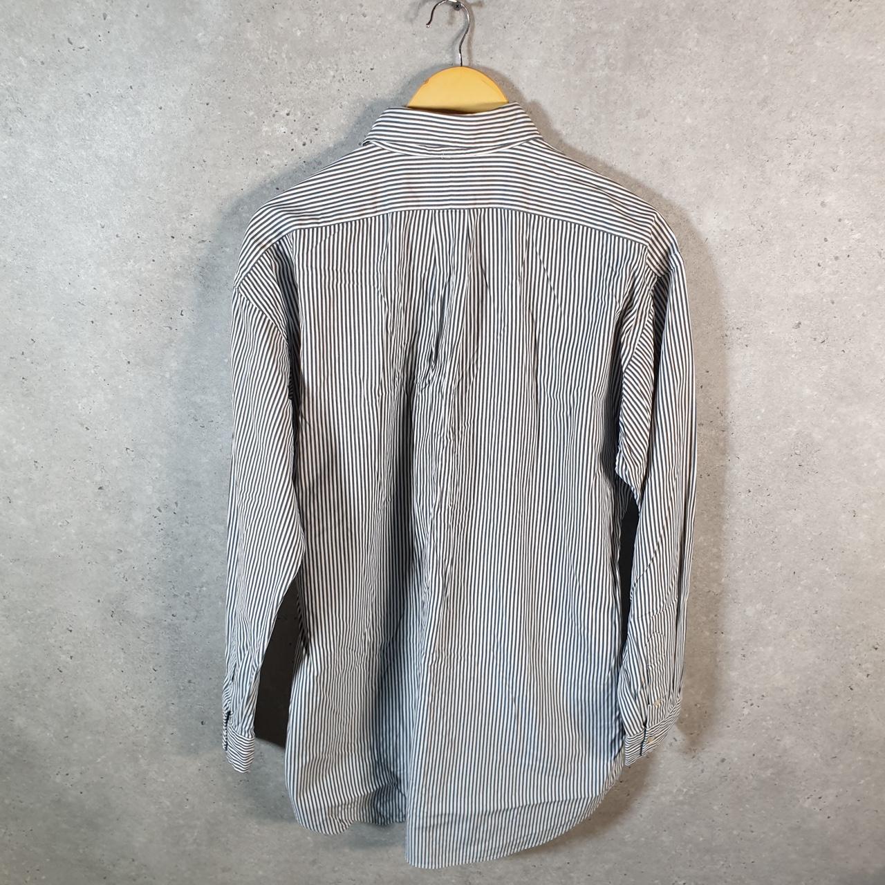 Vintage Ralph Lauren Button Down Shirt Men’s Large Grey Striped Yarmouth Cotton Pony