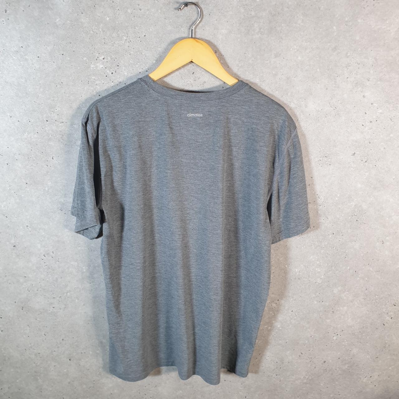 Vintage Adidas ClimaLite Ultimate T Shirt Men’s XL Grey Three Stripes Logo Athletic