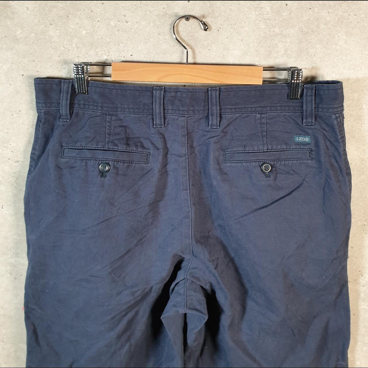 Vintage Izod Golf Chino Shorts Jorts Cargo Men’s W36 Navy Blue Baggy Cotton
