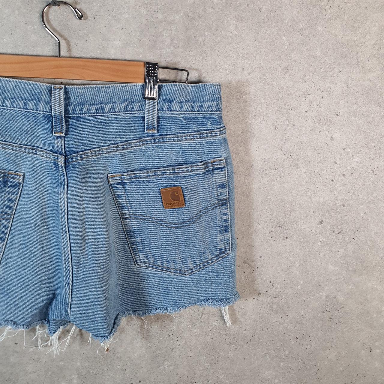 Vintage Carhartt Baggy Carpenter Shorts Jorts Cargo Men’s W34 Blue Relaxed Denim Fit Workwear Big Fish Vintage