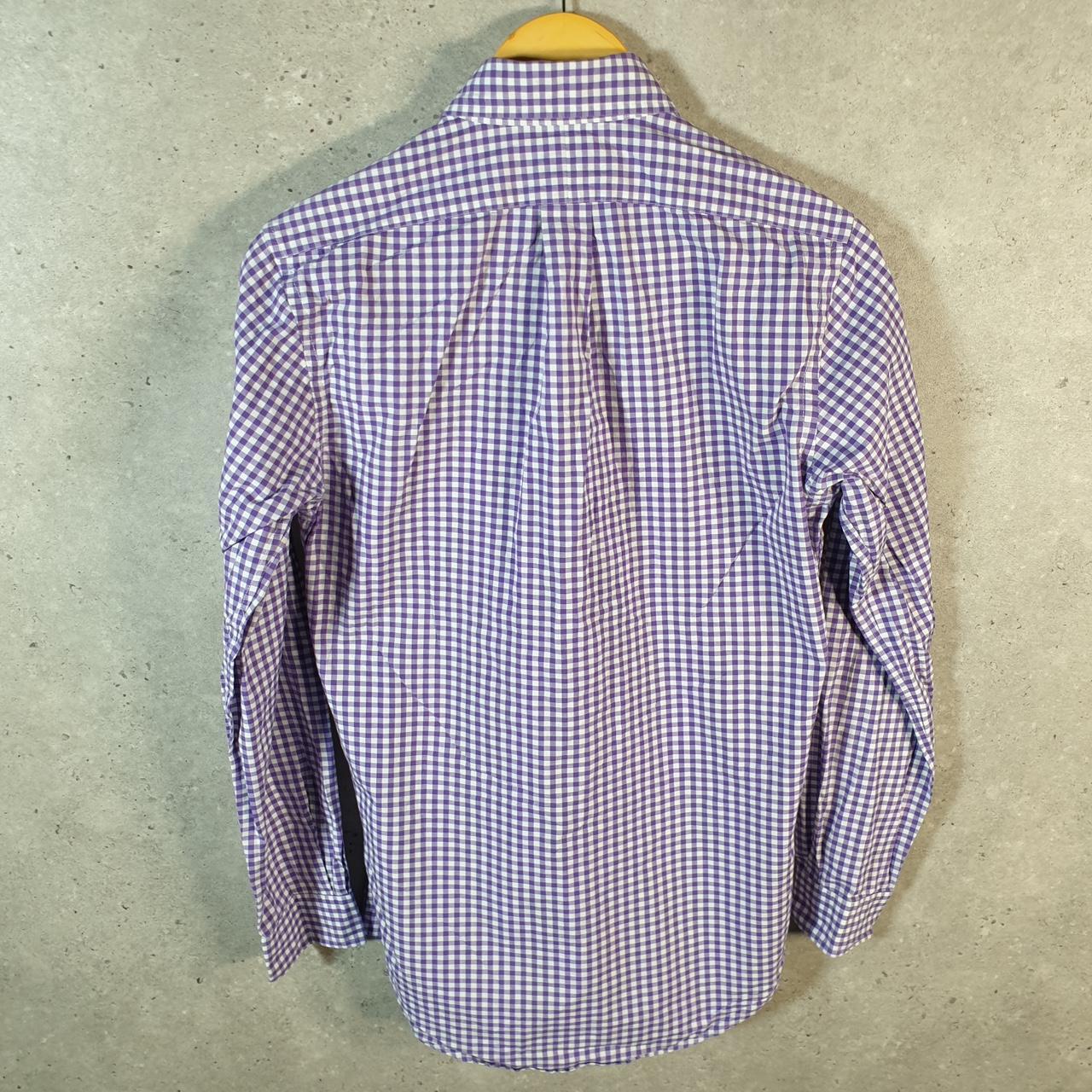 Vintage Ralph Lauren Button Down Shirt Men’s Small Purple Checkered Custom Fit Cotton Pony