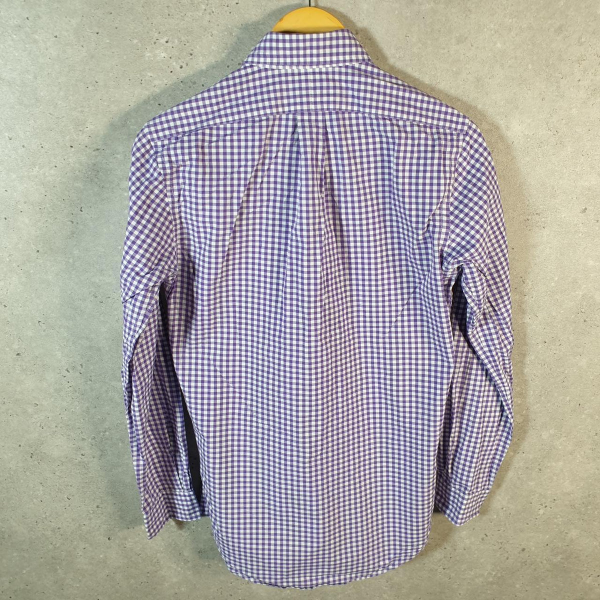Vintage Ralph Lauren Button Down Shirt Men’s Small Purple Checkered Custom Fit Cotton Pony