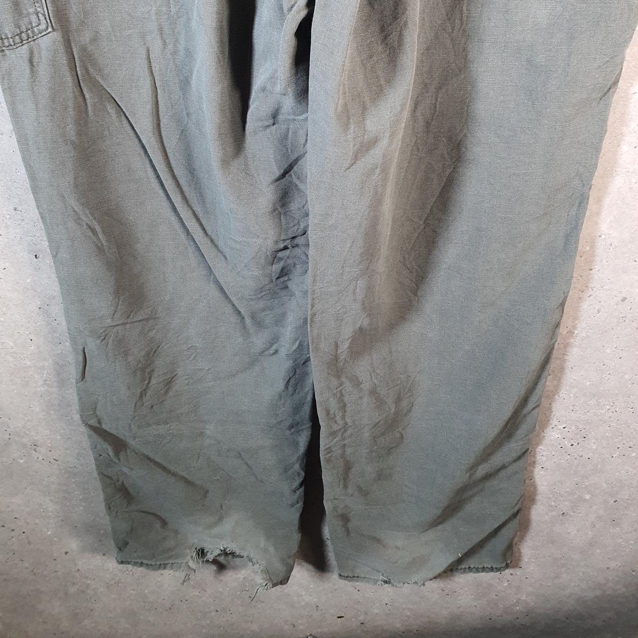 Vintage Carhartt FR Carpenter Trousers Mens W44 L36 Khaki Green Relaxed Fit Workwear USA