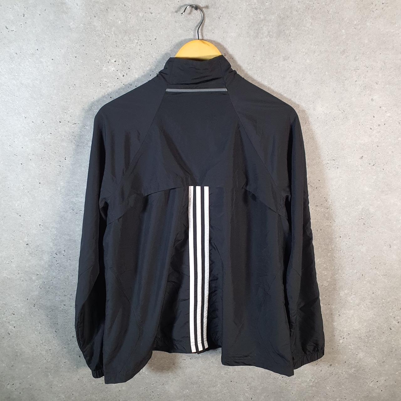 Vintage Adidas Windbreaker Track Jacket Womens XL Black USA Three Stripes Full Zip