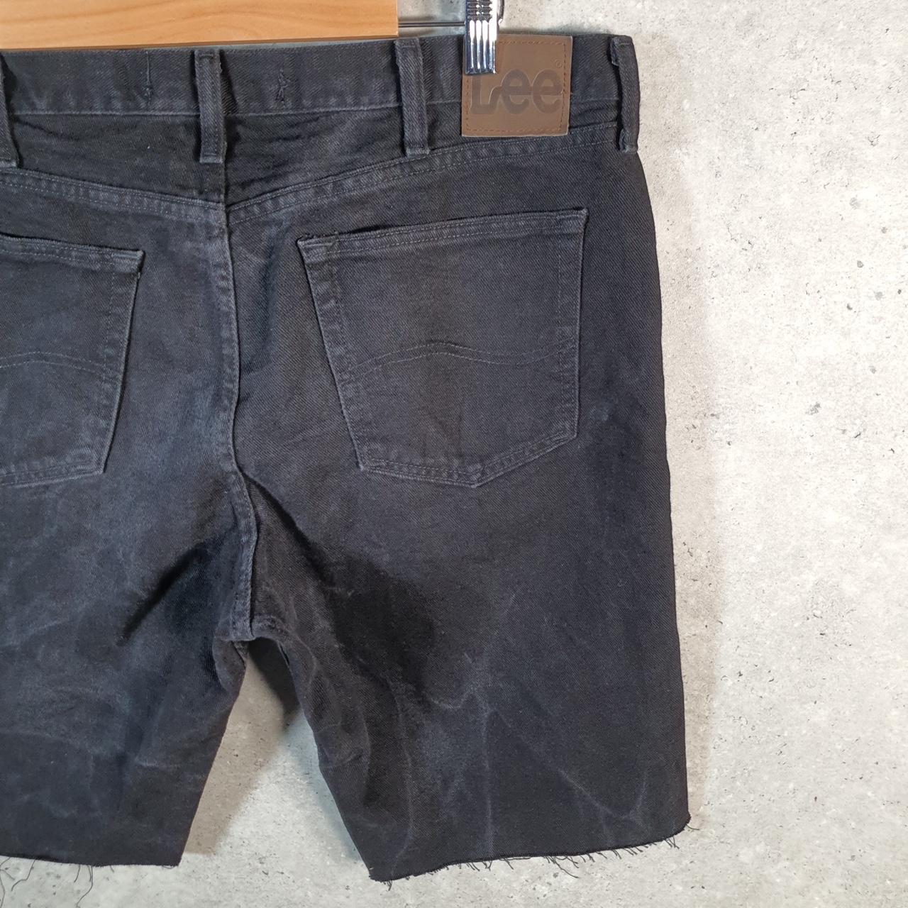 Vintage Lee Denim Shorts Jorts Cargo Men’s W38 Black Baggy Cotton