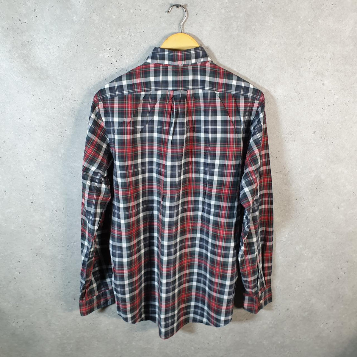 Vintage Ralph Lauren Button Down Shirt Men’s Medium Red Checkered Classic Fit Cotton Pony