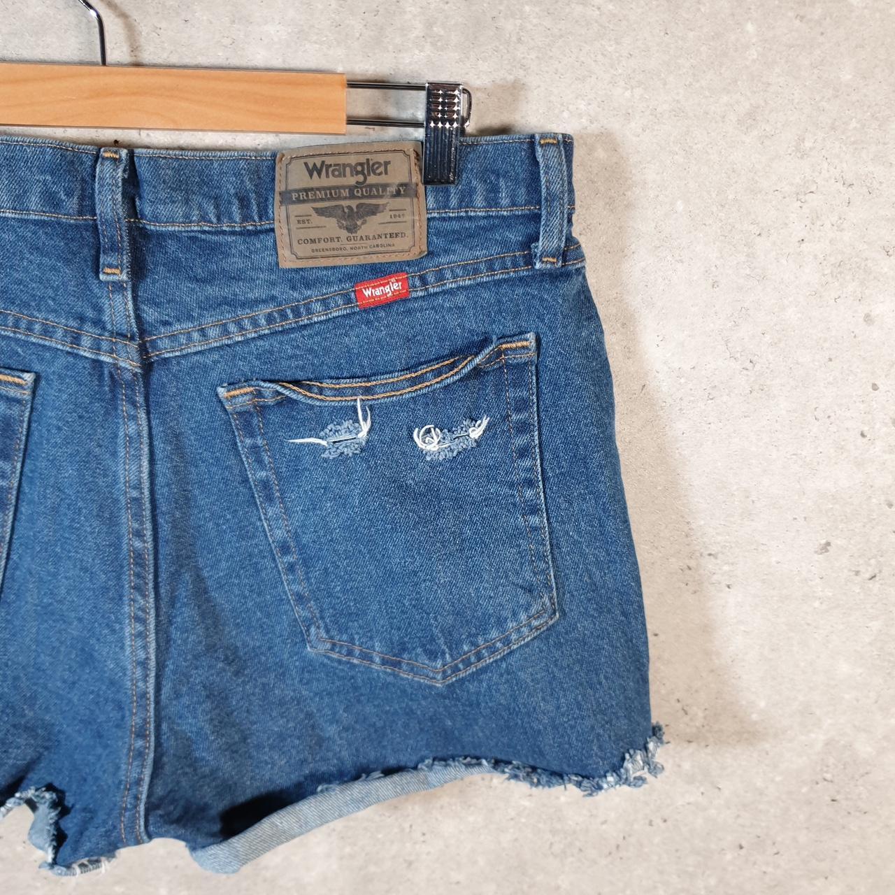 Vintage Wrangler Cut Short Baggy Shorts Jorts Cargo Womens W33 Blue Relaxed Denim
