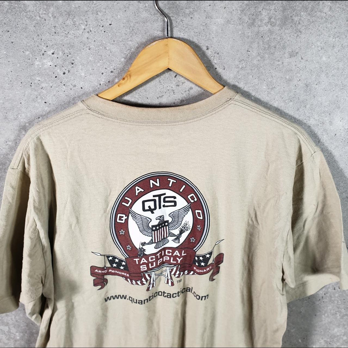 Vintage Duke Quantico Tactical Supply 90s USA Single Stitch T Shirt Men’s Large Beige