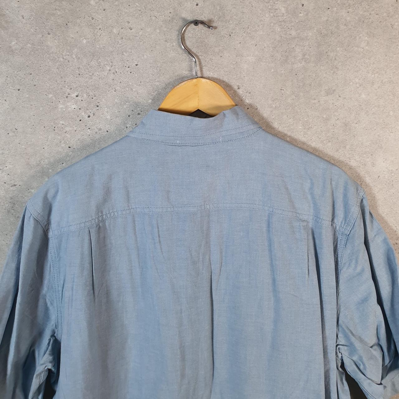 Vintage Carhartt Shirt Button Down Mens Large Blue Short Sleeve Chore Utility Relaxed - Big Fish Vintage