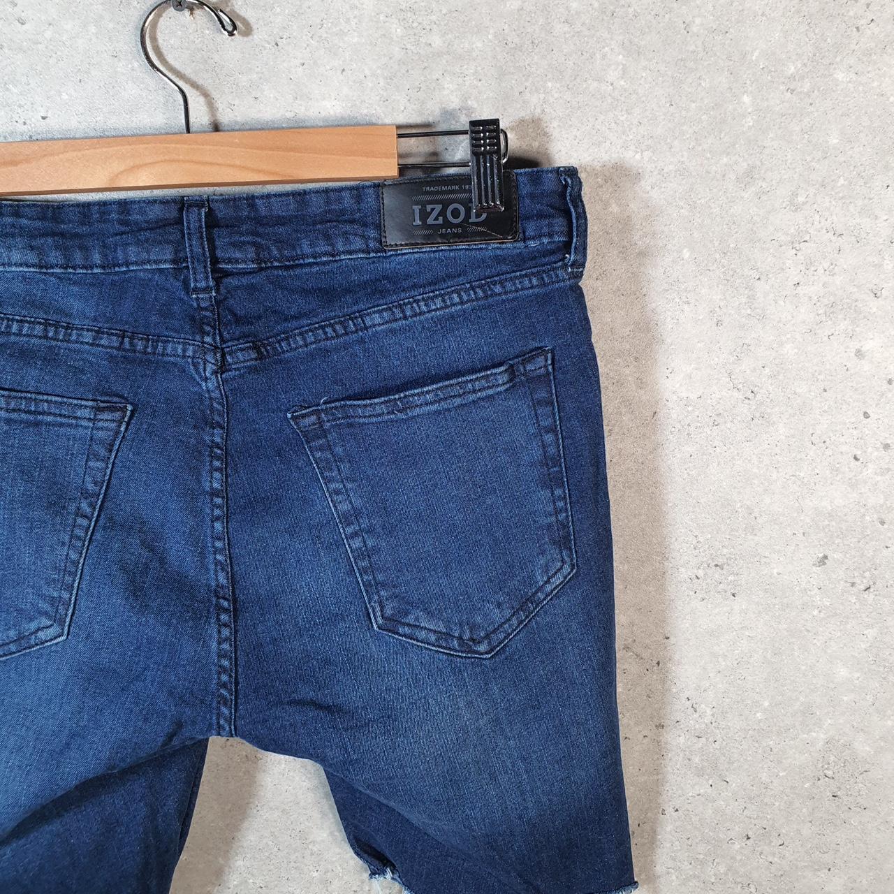 Vintage Izod Baggy Shorts Jorts Cargo Mens W32 Blue Denim Skinny Fit Cargo