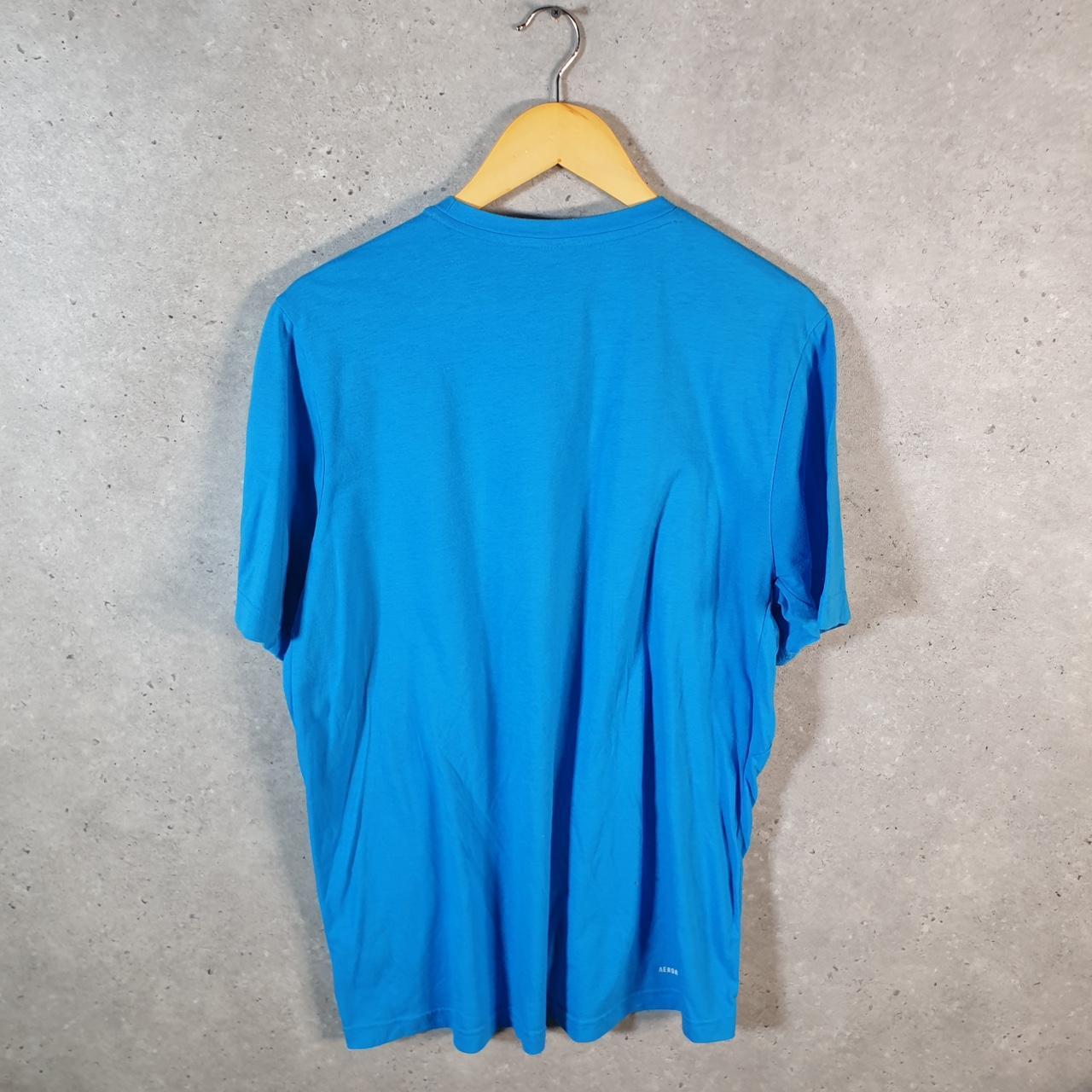 Vintage Adidas Spellout T Shirt Men’s Large Blue Three Stripes Athletic