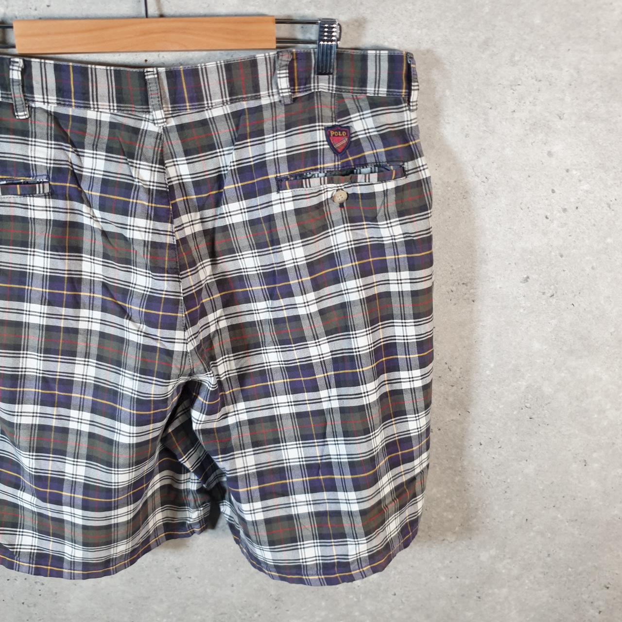 Vintage Ralph Lauren Polo Chino Shorts Jorts USA Mens W36 Checkered Baggy Cotton