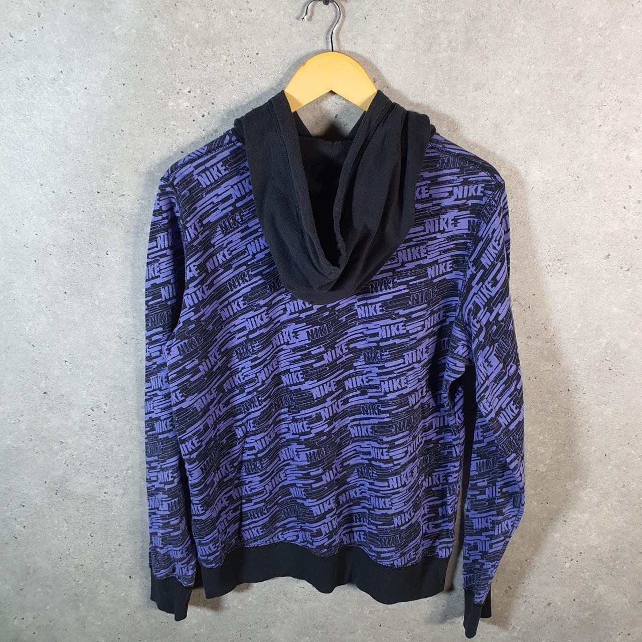 Vintage Nike Spellout All Over Print Hoodie Womens XL Purple Swoosh Y2K Pullover