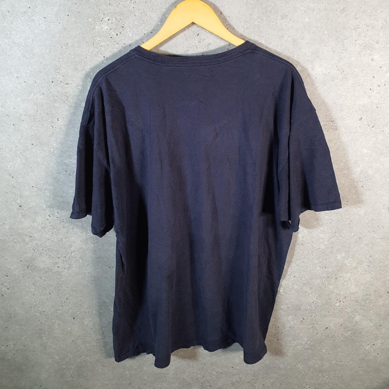 Vintage Champion Spellout Embroidered T Shirt Men’s 2XL Navy Blue Casual Blank Athletic