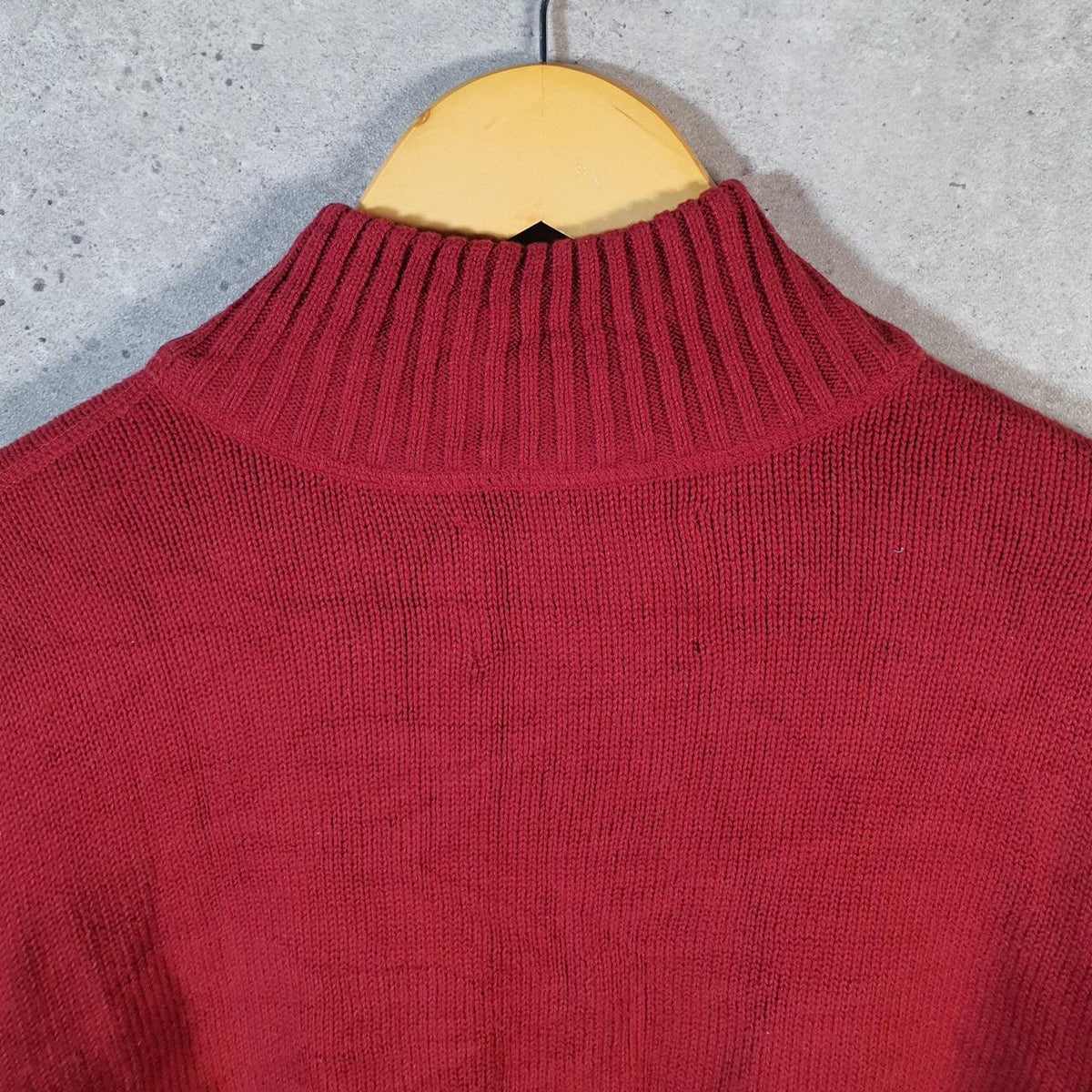 Vintage Eddie Bauer Knit Sweater Men’s Large Red Y2K Pullover Quarter Zip