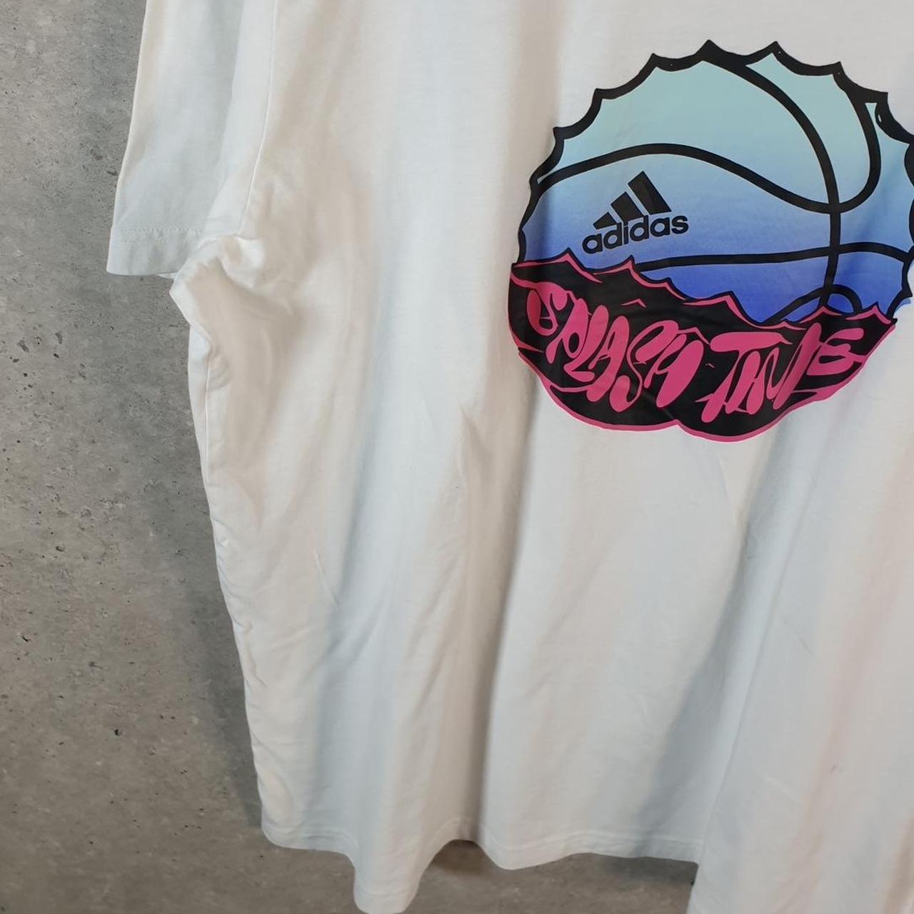 Vintage Adidas Splash Time T Shirt Men’s XL White Three Stripes Logo Athletic