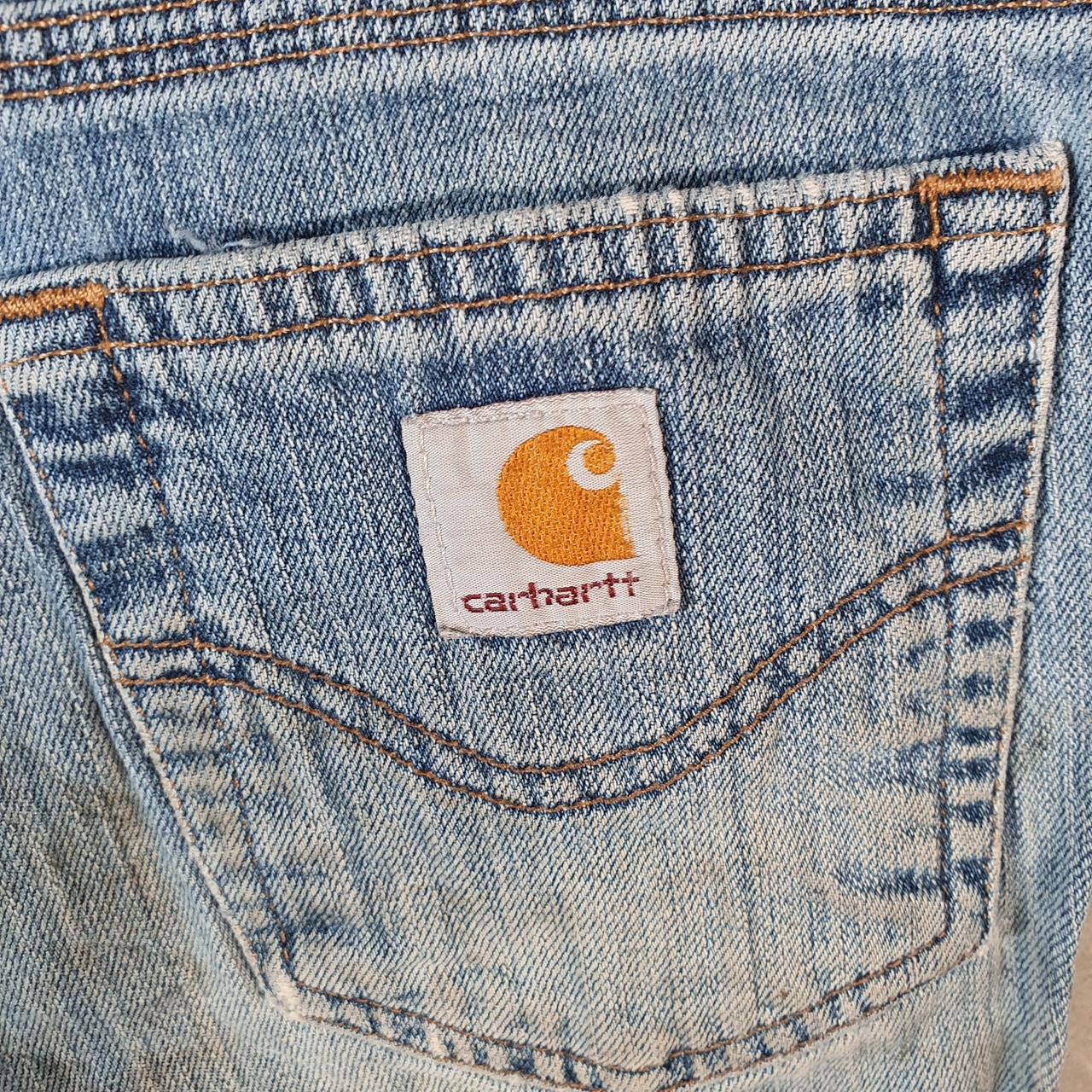 Vintage Carhartt Baggy Carpenter Shorts Jorts Cargo Womens W28 Blue Relaxed Fit Workwear A4863