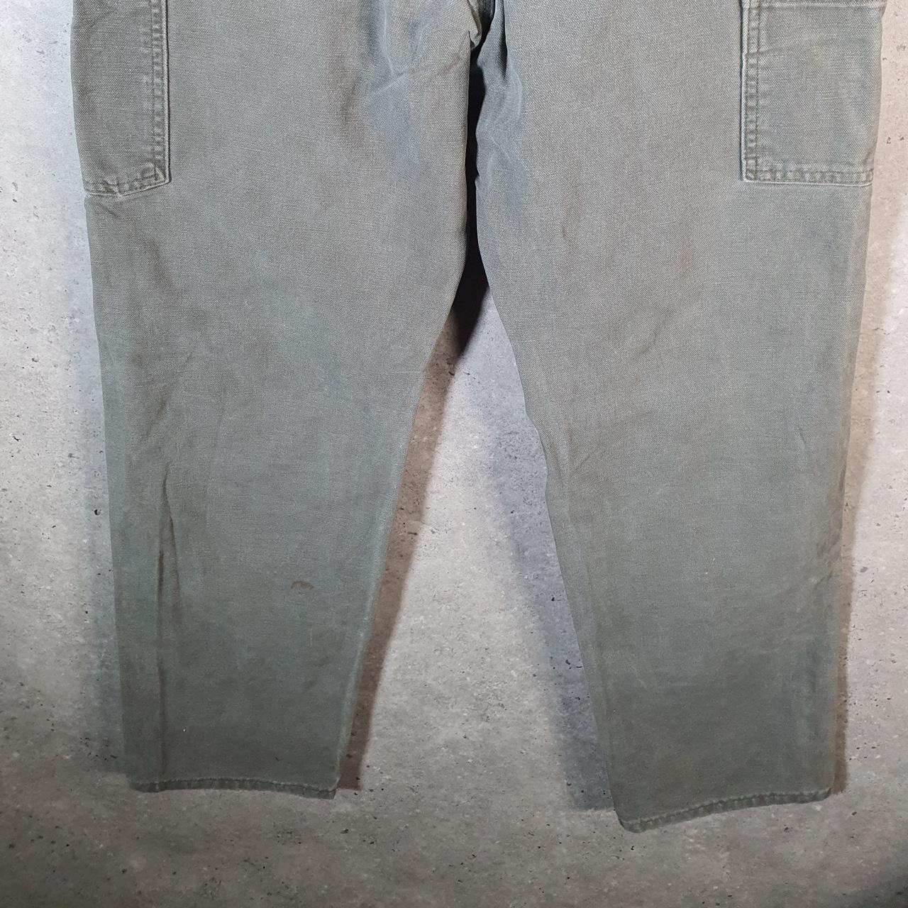 Vintage Carhartt Double Knee Carpenter Trousers Mens W30 L32 Khaki Green Dungaree Fit