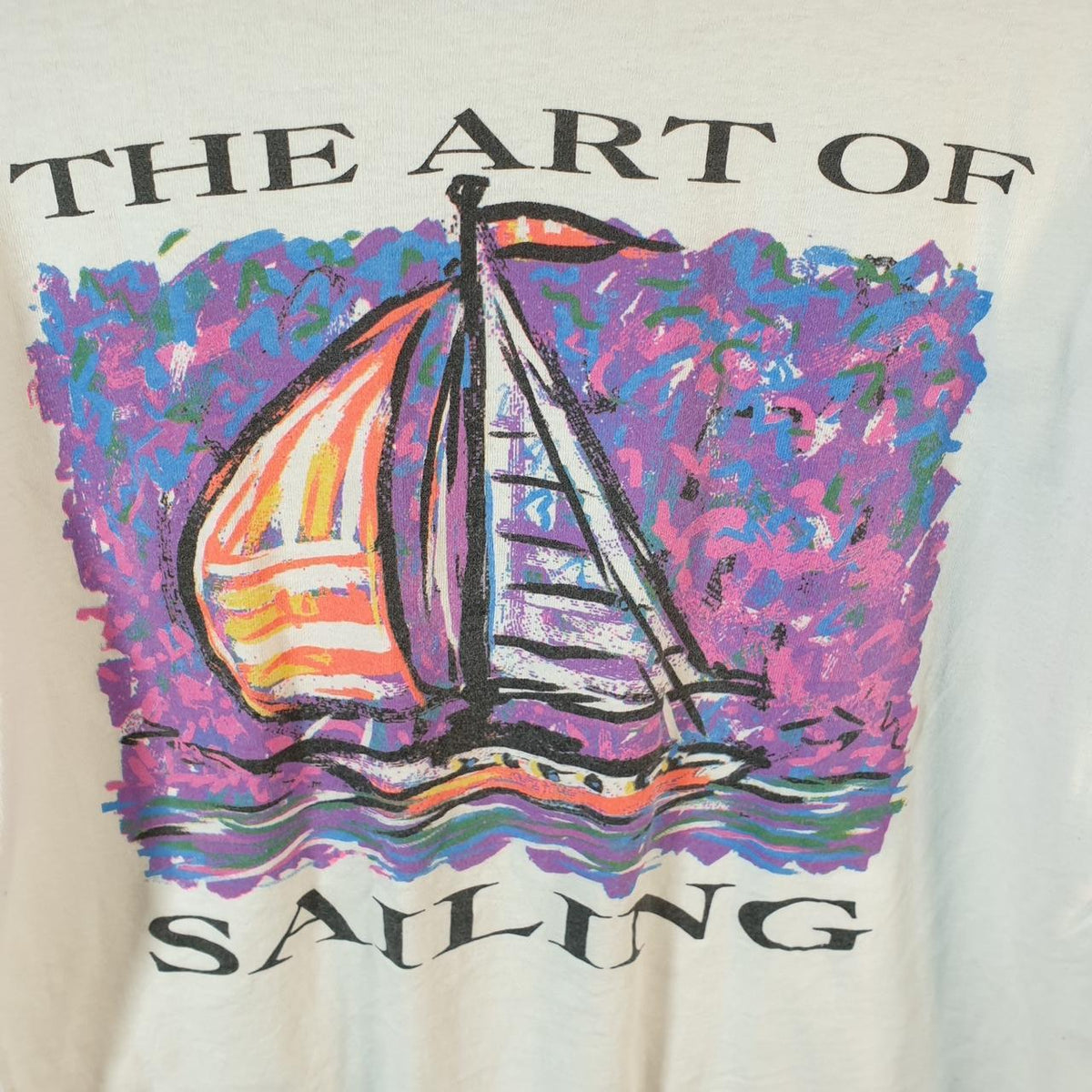 Vintage Hanes Art Of Sailing 90s USA Single Stitch T Shirt Men’s Medium White C8132