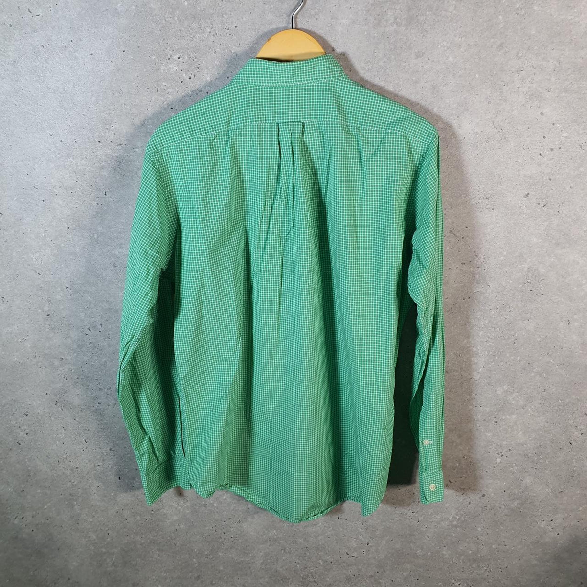 Vintage Ralph Lauren Button Down Shirt Men’s Medium Green Checkered Classic Fit Cotton Pony