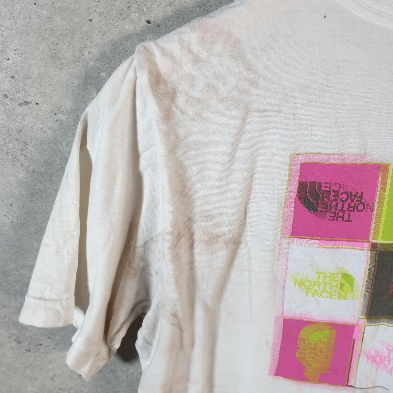 Vintage The North Face TNF Graphic Spellout T Shirt Boys Large White Logo Athletic