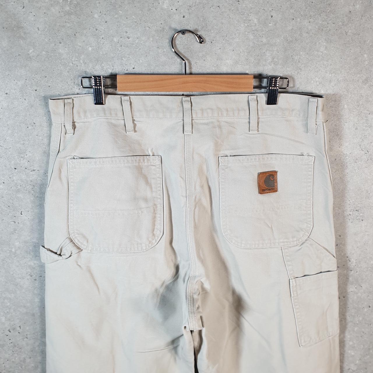 Vintage Carhartt Carpenter Trousers Mens W36 L34 Beige Dungaree Fit Workwear USA Big Fish Vintage