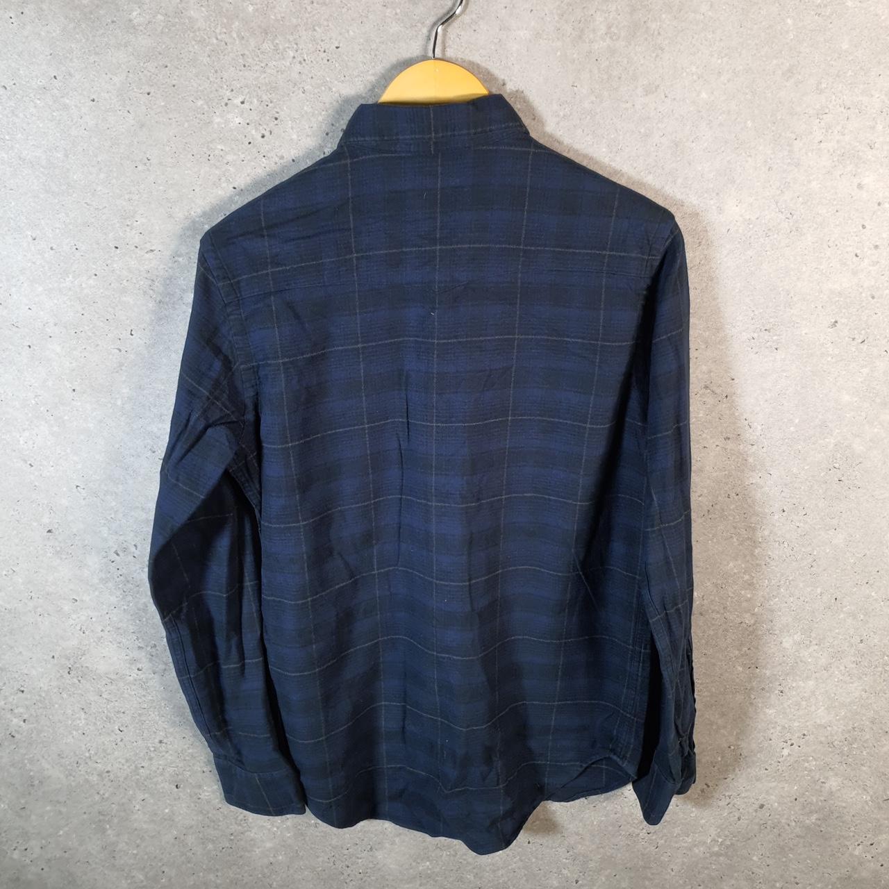 Vintage Ralph Lauren Button Down Shirt Men’s Small Navy Blue Checkered Pockets