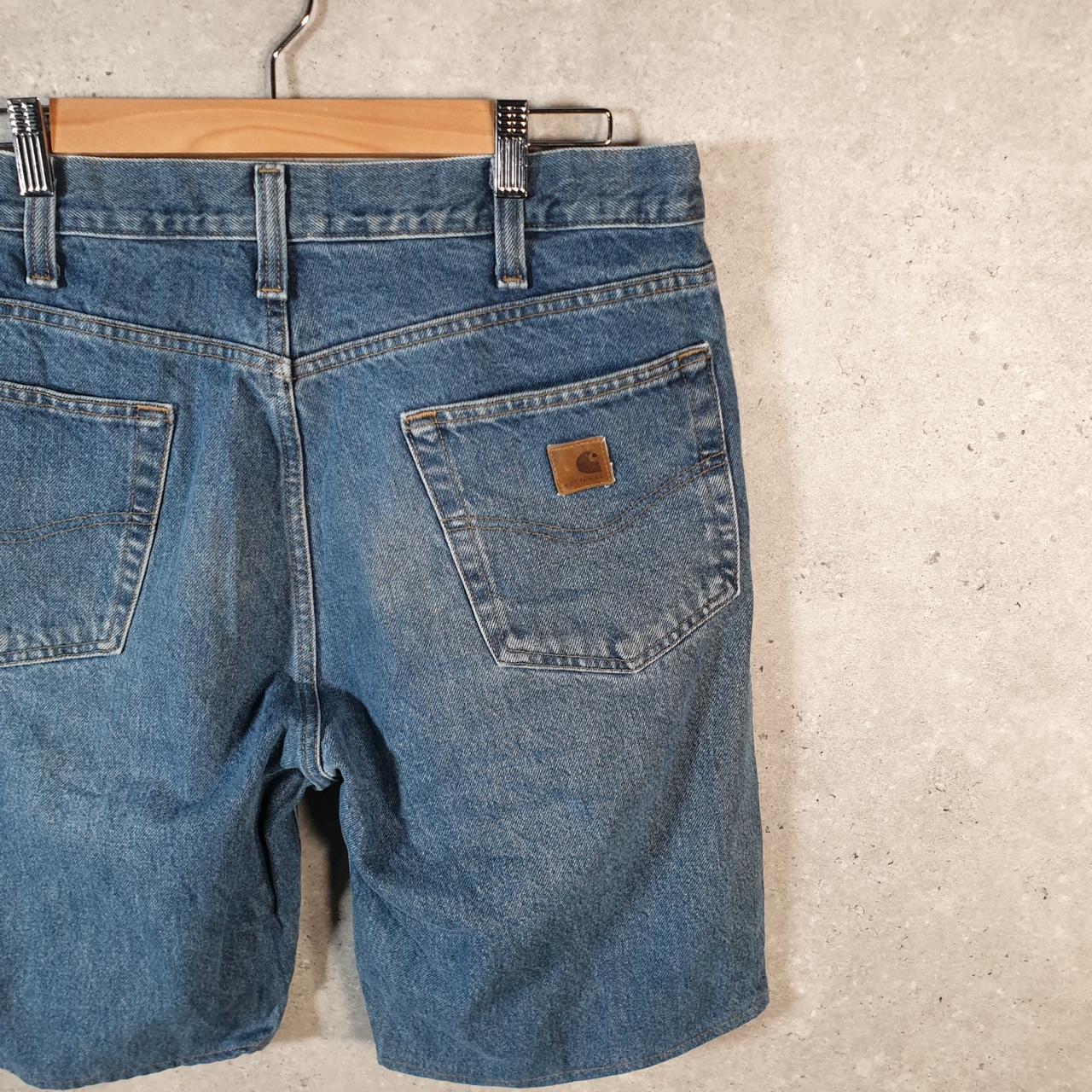 Vintage Carhartt Baggy Carpenter Shorts Jorts Cargo Men’s W35 Blue Relaxed Fit Workwear
