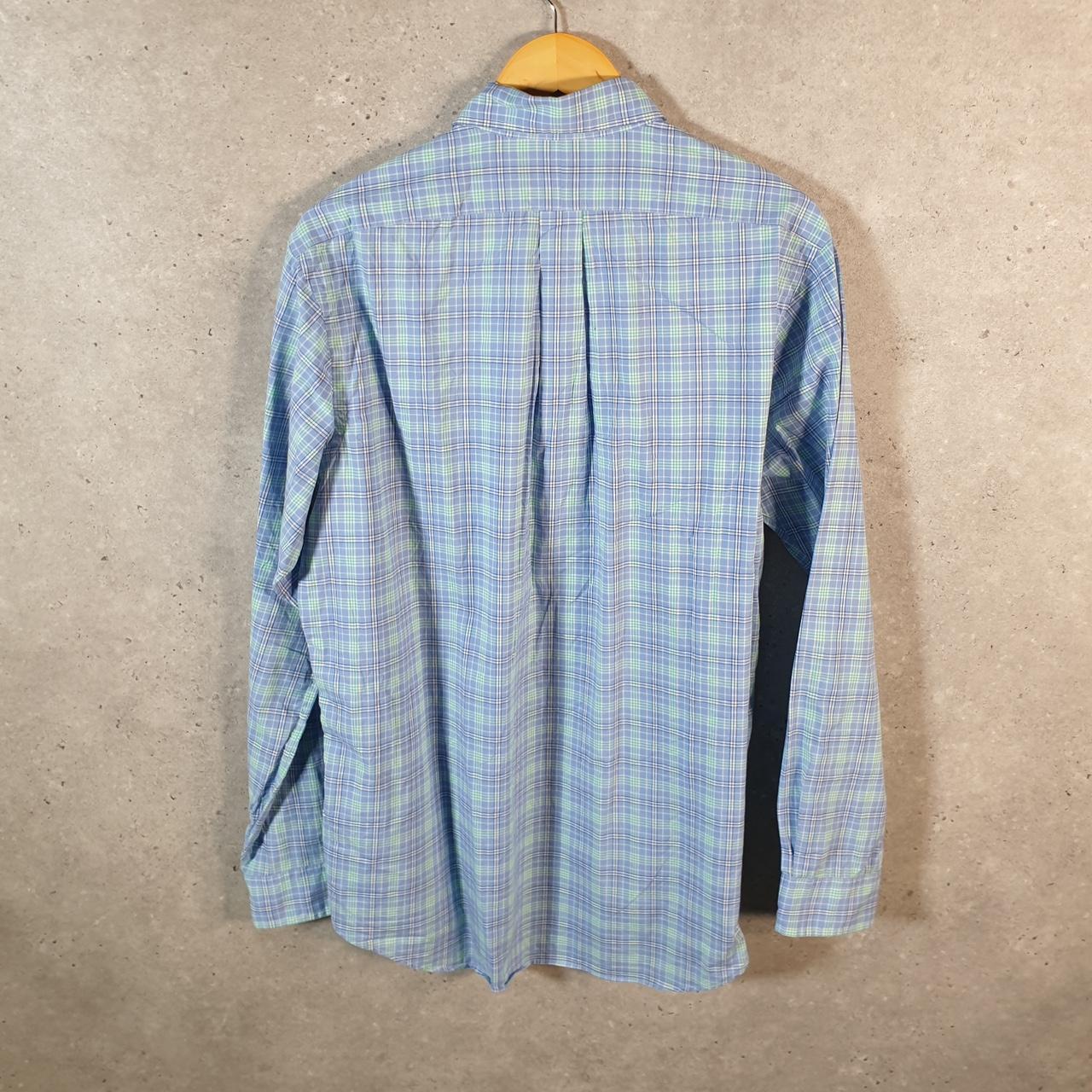 Vintage Ralph Lauren Button Down Shirt Men’s Large Blue Checkered Pony Casual C8086
