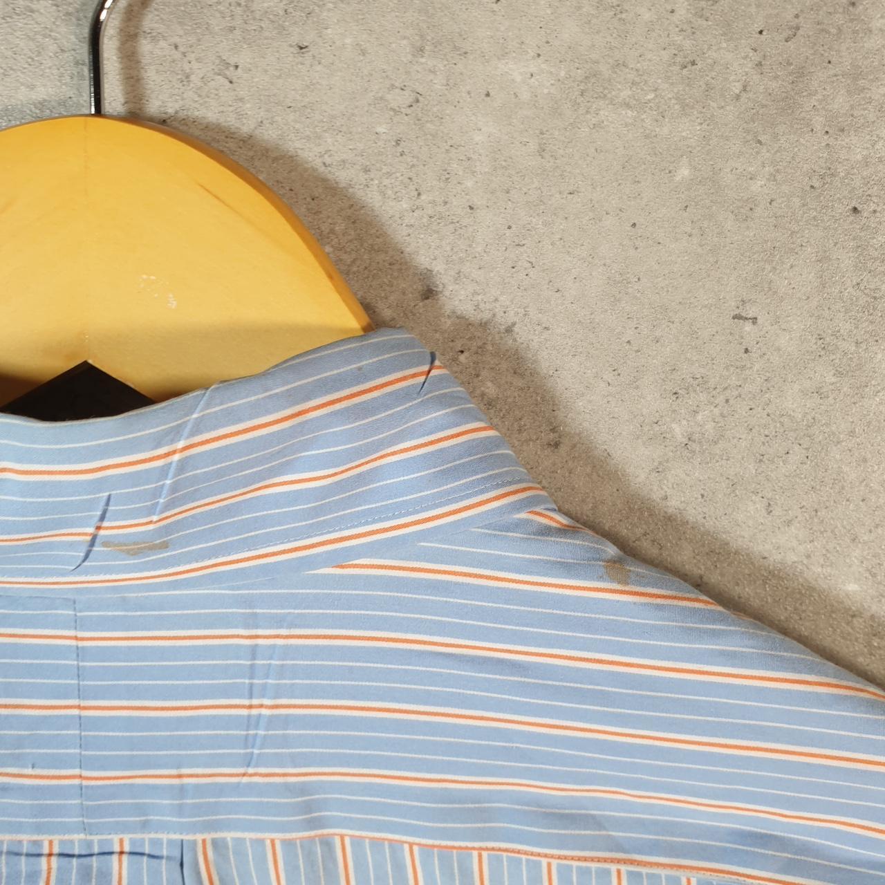 Vintage Ralph Lauren Button Down Shirt Men’s Large Blue Custom Fit Striped Pony