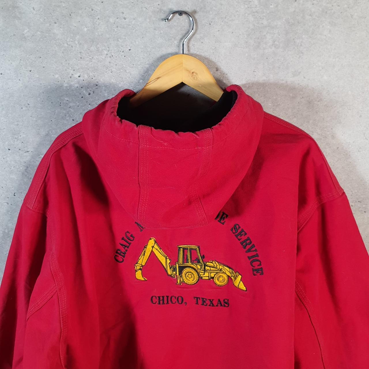 Vintage Carhartt 90s Active Hooded Jacket Men’s 3XL Red Workwear J131 RED Canvas USA Big Fish Vintage