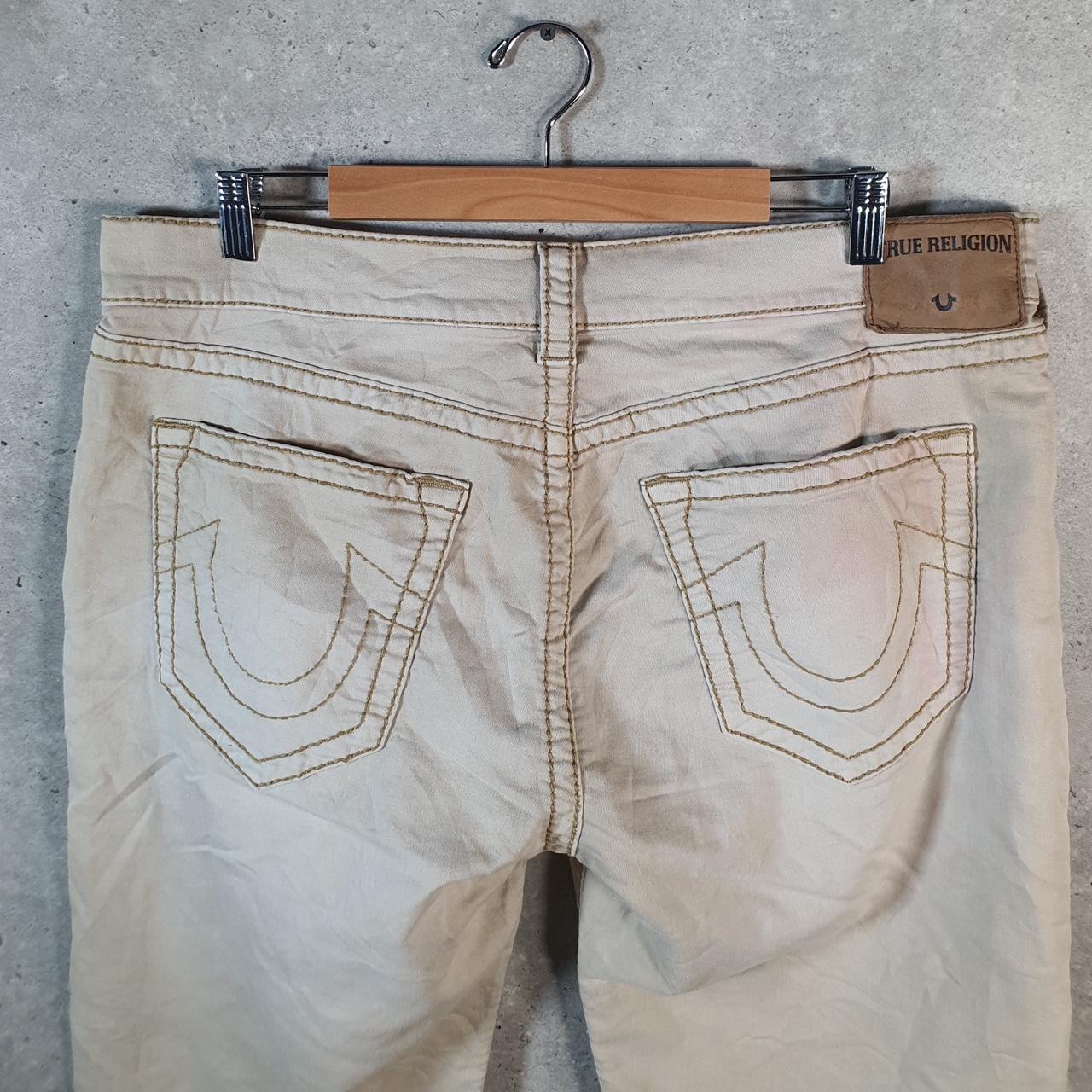Vintage True Religion Baggy Y2K Hip Hop Jorts Shorts Mens W36 Beige Denim USA A4680