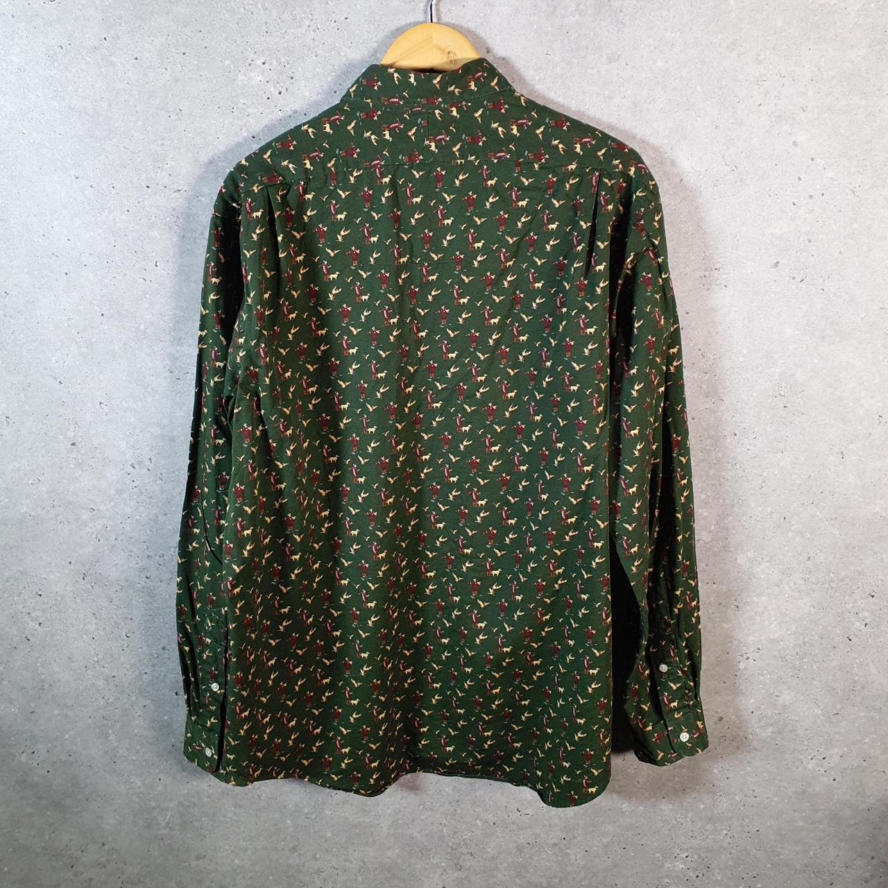 Vintage Ralph Lauren Button Down Shirt Duck Hunting Dog Print Rare Men’s XL Green C8478
