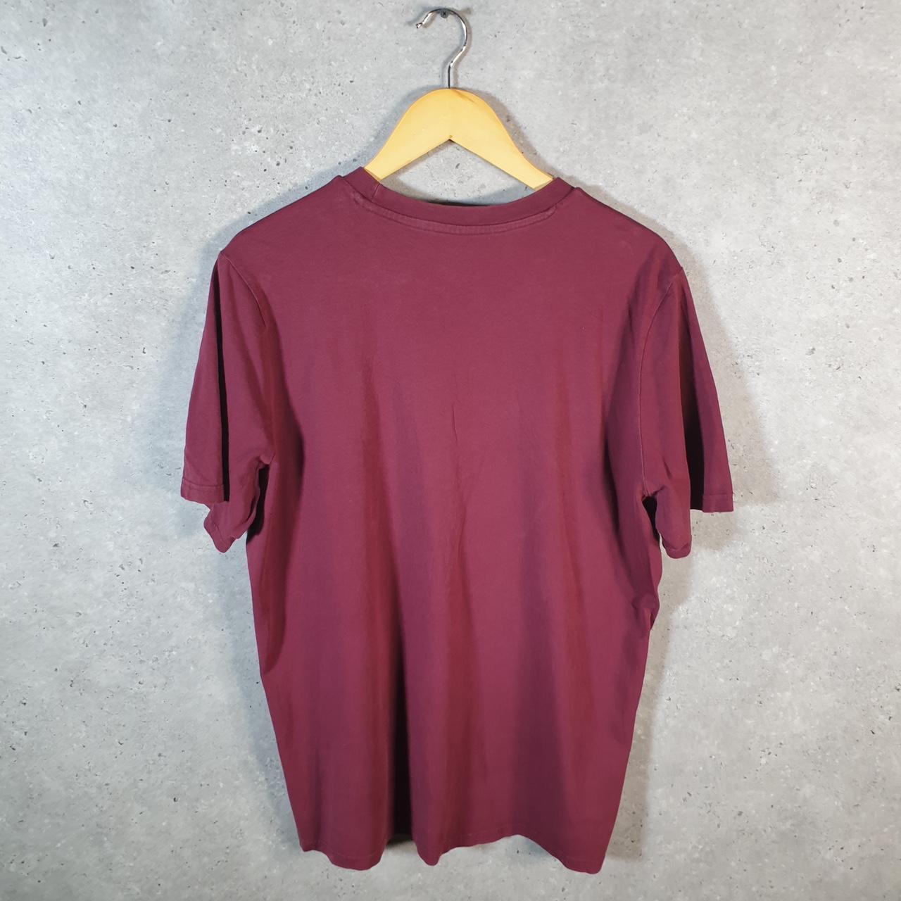 Vintage Adidas Soccer T Shirt Men’s Large Burgundy Red Three Stripes Logo Athletic