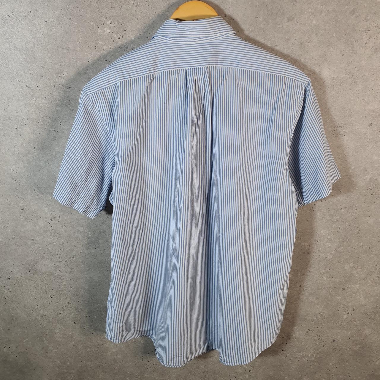 Vintage Ralph Lauren Button Down Shirt Men’s Large Blue Striped Custom Fit