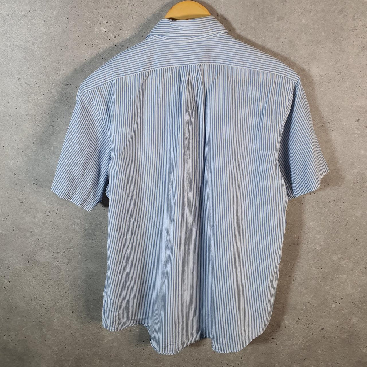 Vintage Ralph Lauren Button Down Shirt Men’s Large Blue Striped Custom Fit
