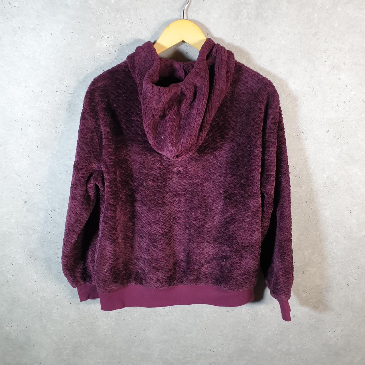 Vintage Champion Fleece Hoodie Womens Medium Burgundy Red Sport Pullover Spellout Logo