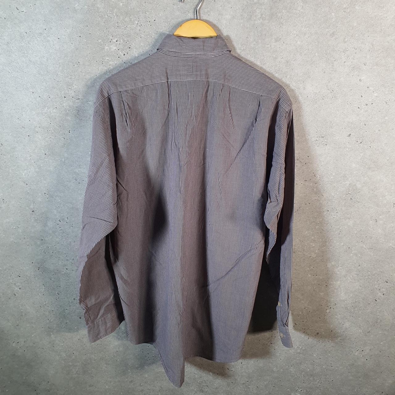 Vintage Ralph Lauren Button Down Shirt Men’s Medium Grey Crane Checkered Cotton Pony