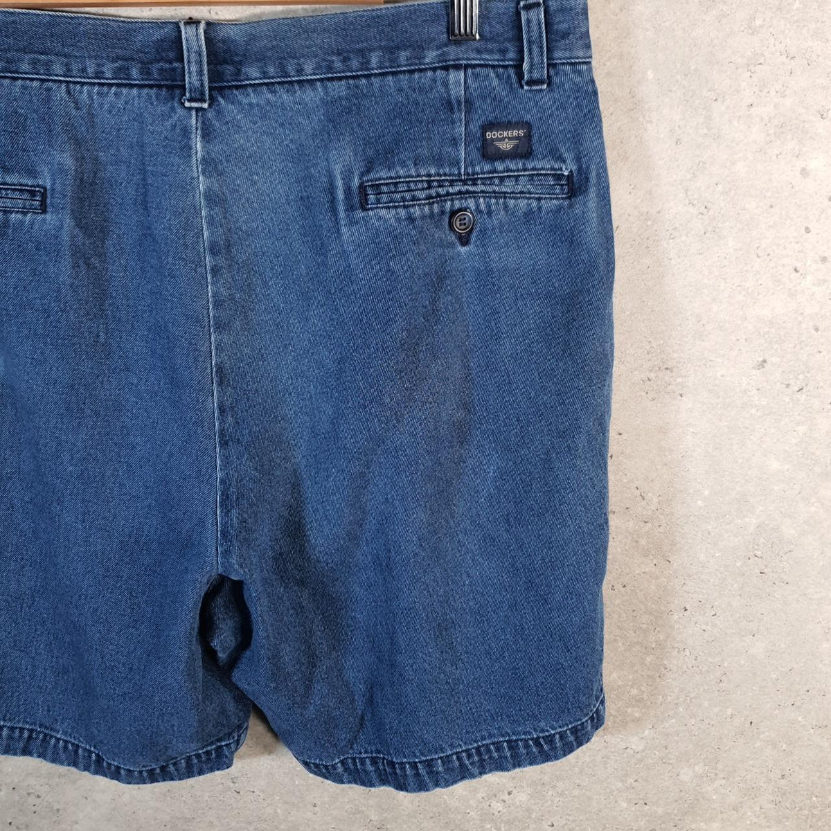 Vintage Dockers Denim Shorts Jorts Cargo Men’s W36 Blue Baggy Cotton