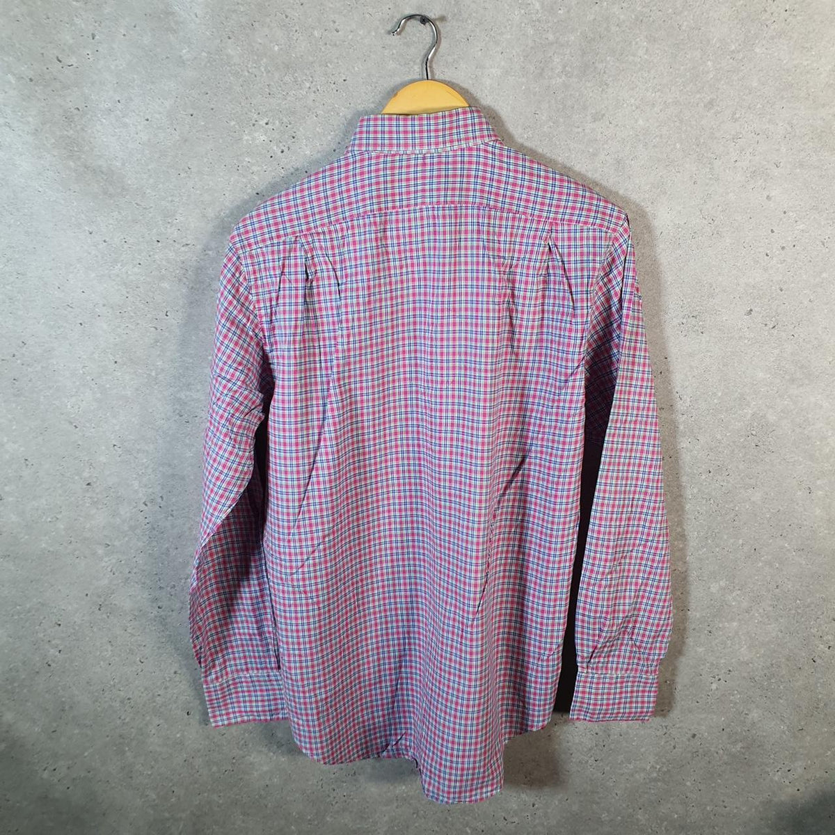 Vintage Ralph Lauren Button Down Shirt Mens Medium Pink Checkered Classic Fit