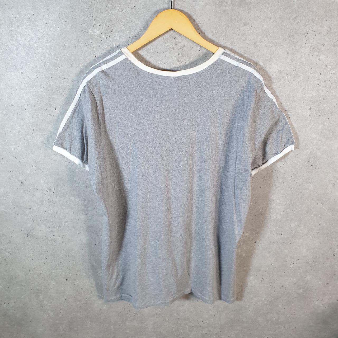 Vintage Adidas Embroidered Trefoil Retro T Shirt Womens UK18 Grey Logo Athletic