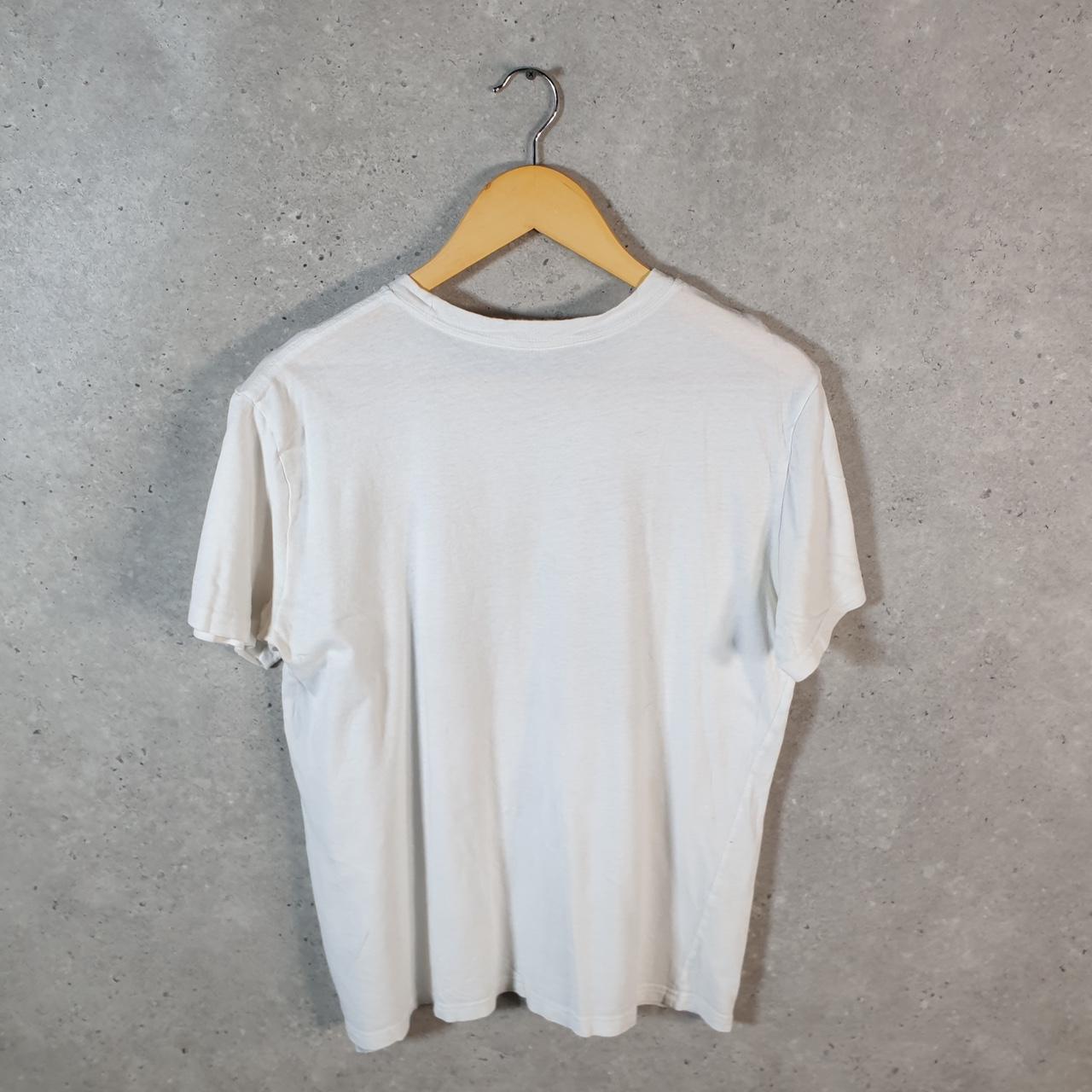 Vintage Adidas Spellout T Shirt Womens Large White Three Stripes Logo Athletic