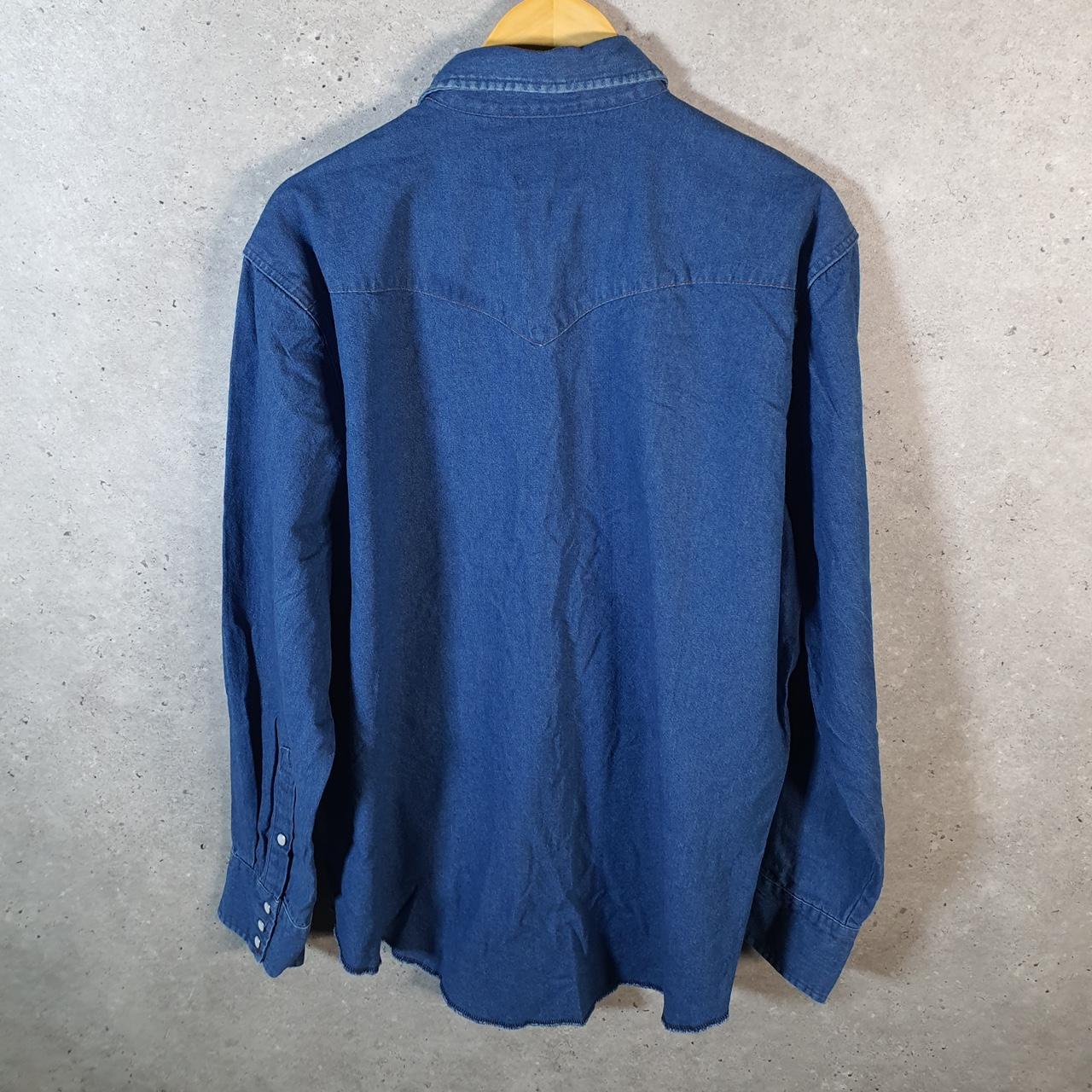 Vintage Wrangler Denim Jean Trucker Shirt Mens XL Blue Button