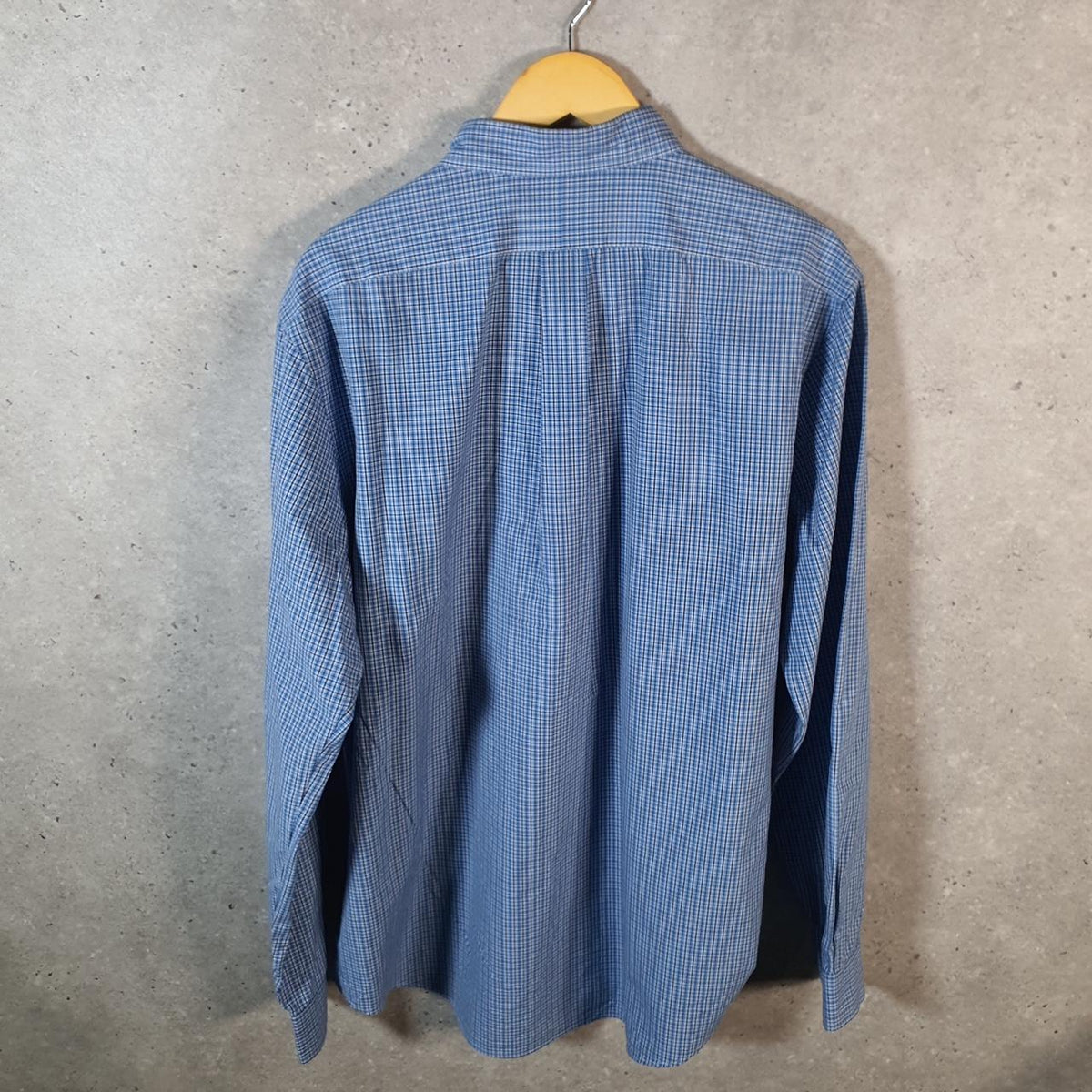 Vintage Ralph Lauren Button Down Shirt Men’s XL Blue Checkered Classic Fit Cotton Pony