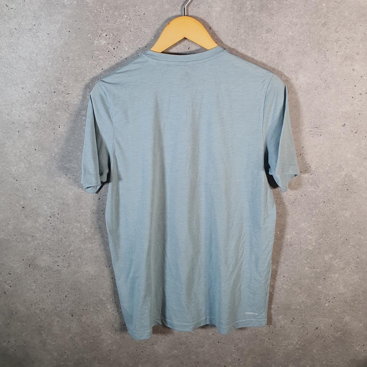 Vintage Adidas PrimeGreen T Shirt Men’s Medium Blue Three Stripes Logo Athletic