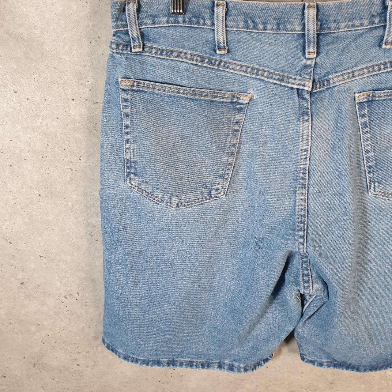 Vintage Wrangler Denim Shorts Jorts Cargo Men’s W38 Relaxed Blue Baggy Cotton